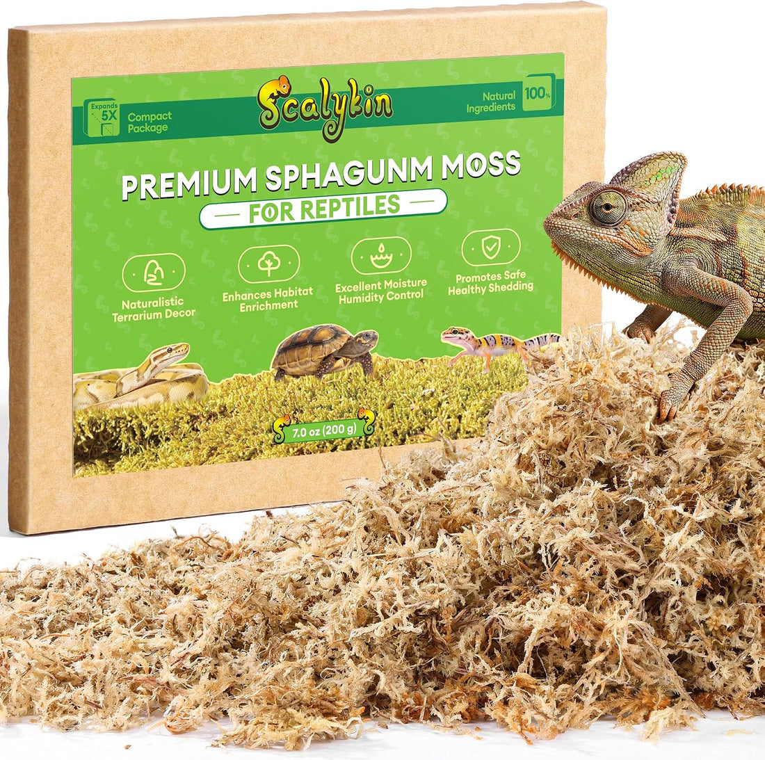 Sphagnum Moss for Reptiles & Plants, 3.5 OZ Terrarium Moss Bedding