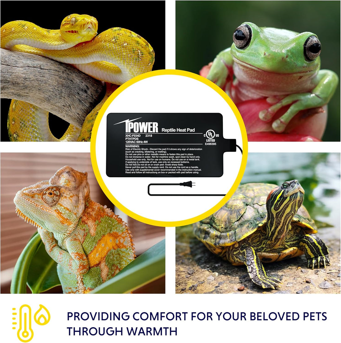 iPower 4X7 Inch Reptile Heating Pad and Digital Heat Mat Thermostat