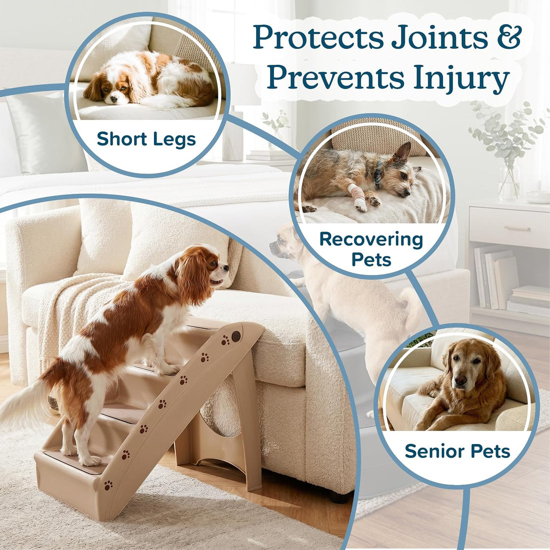 Pet Stairs - Home and Vehicle Foldable Nonslip Dog Steps with 4-Step