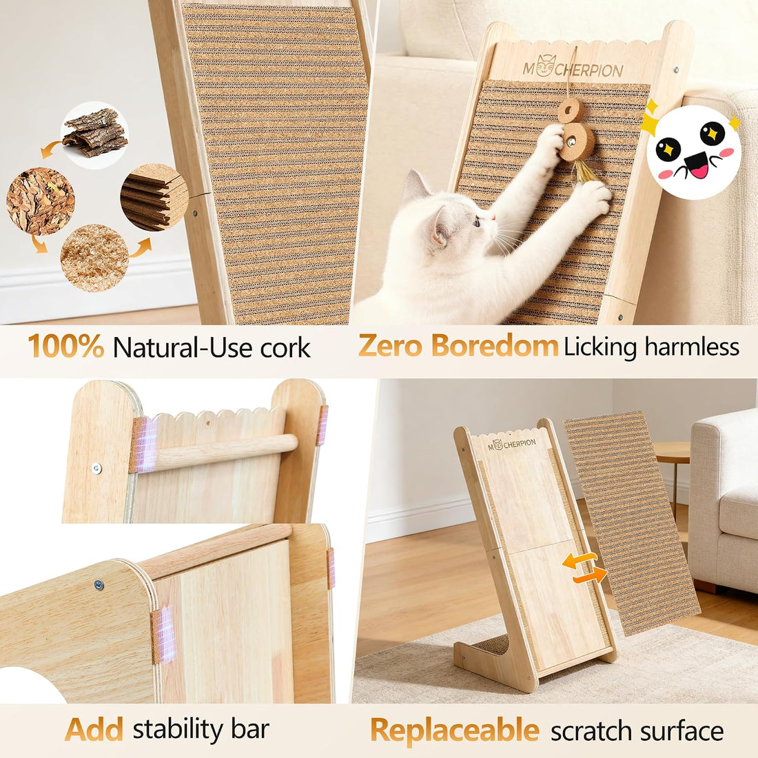 Cork Cat Scratching Cardboard-Cat Scratch Pad for Indoor-Scratcher