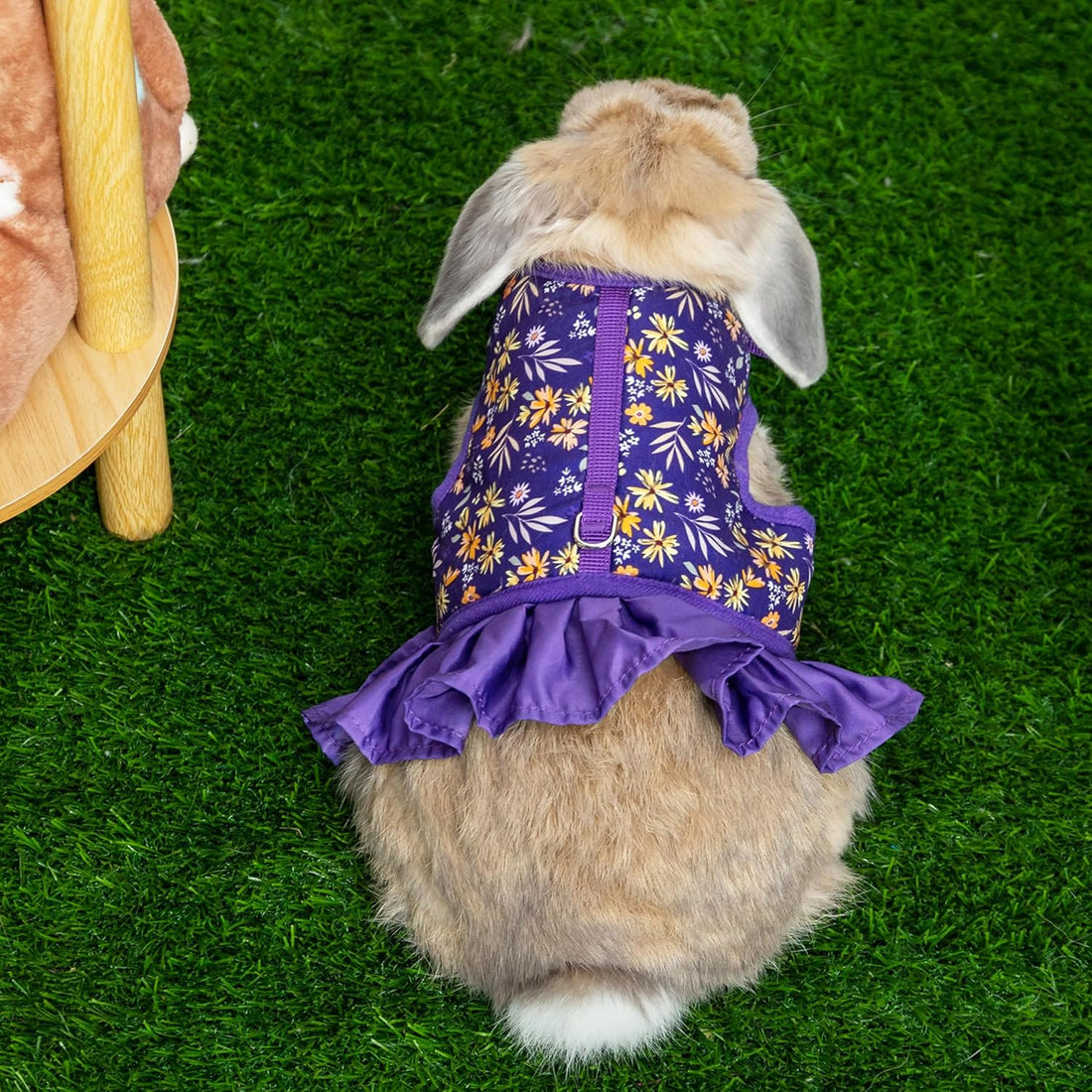 Bunny Harness and Leash Set, Escape Proof Floral Mesh Rabbit Vest