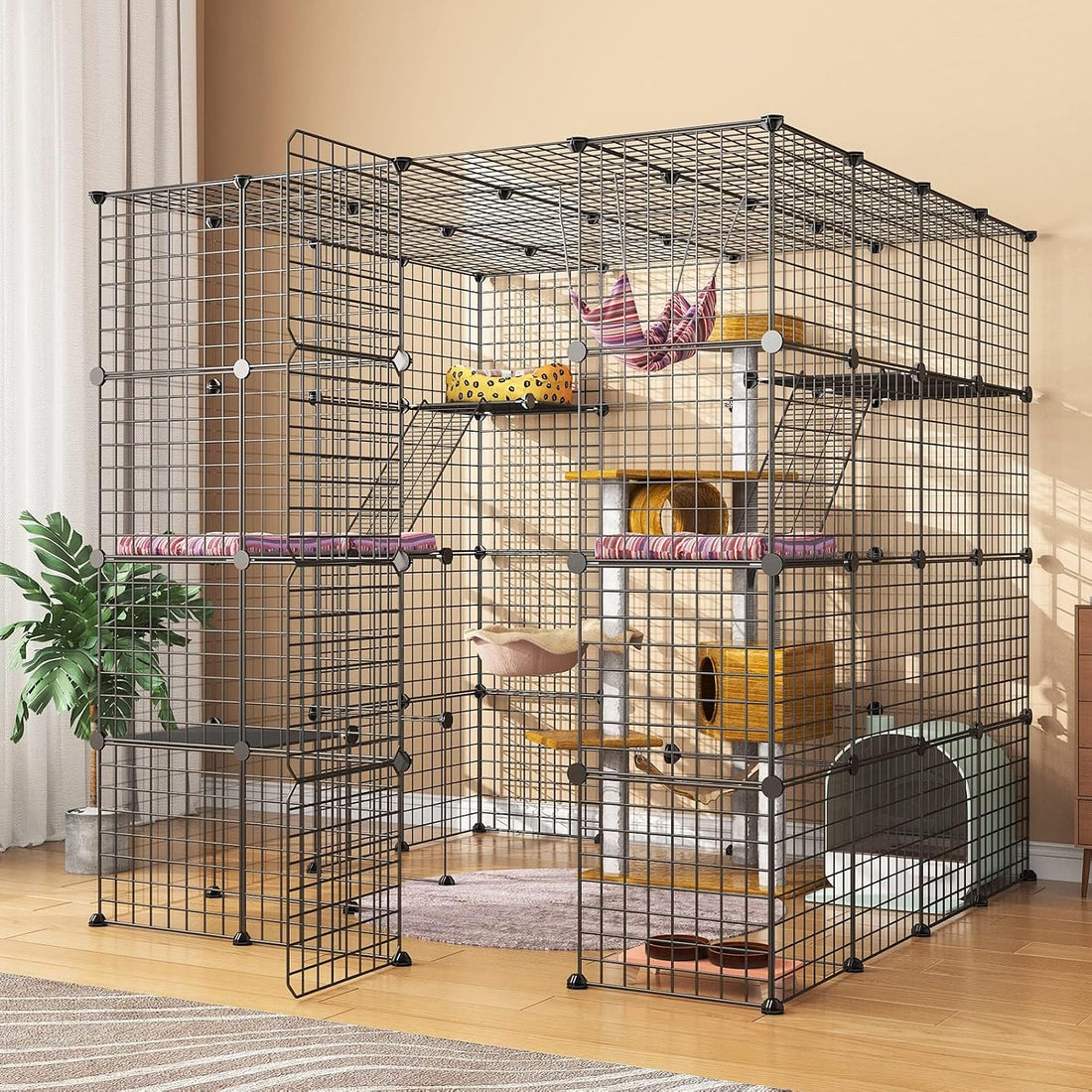 Oneluck 5-Tier 69 Inch Large Cat Cages DIY Cat Playpen Detachable