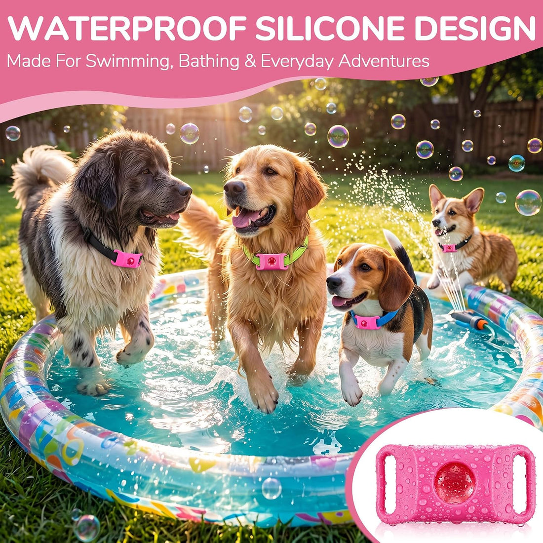 Pink Dog Tag for Flea & Tick Prevention with 2 Refills, Waterproof