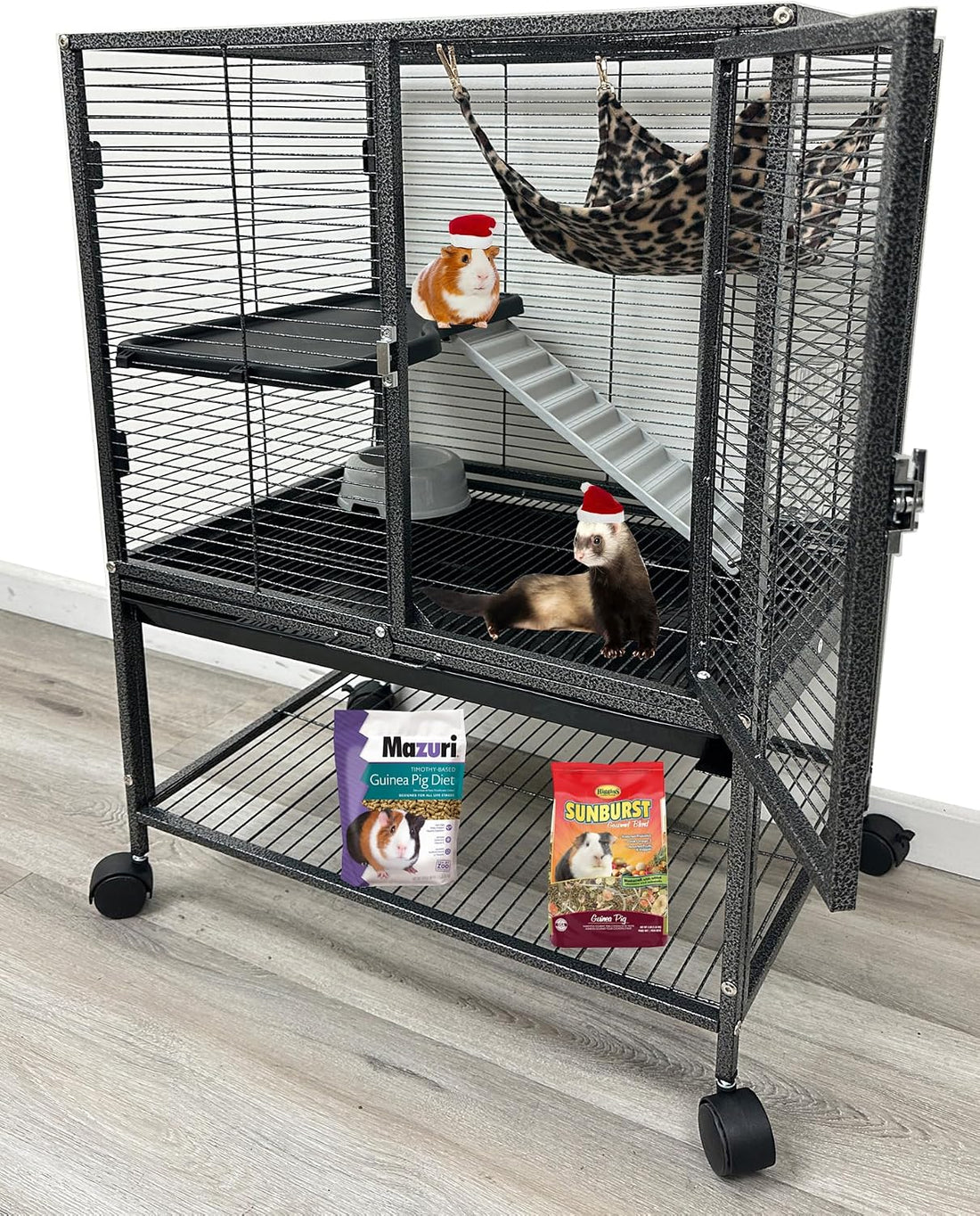 Deluxe Double Unit Two Full Story Small Animal Critter Home Rolling