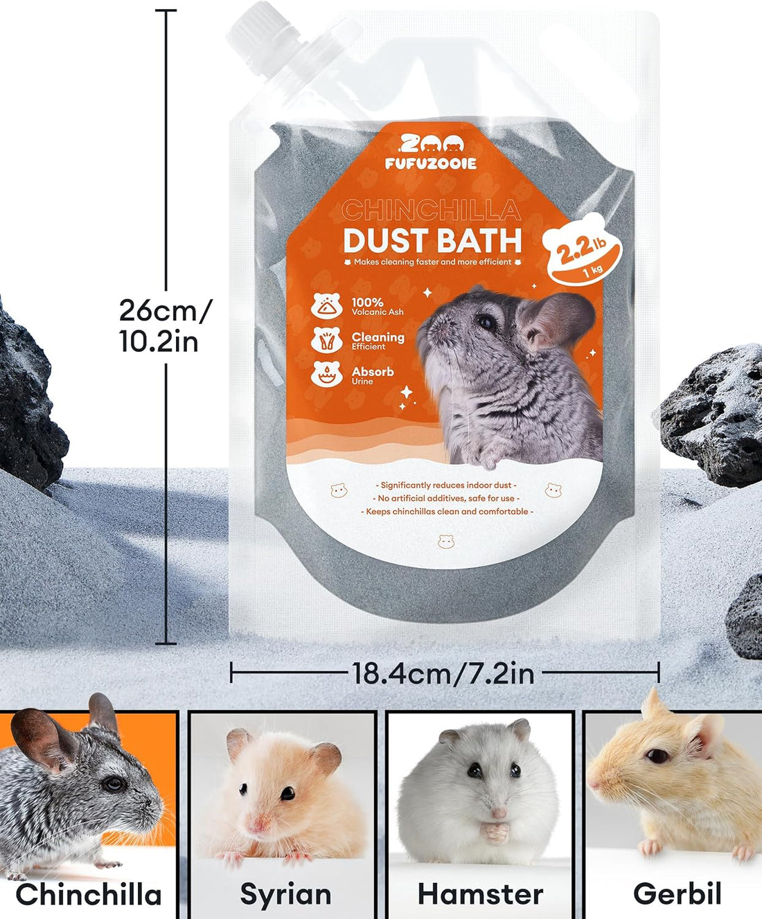 Chinchilla Dust Bath - Gentle Powder for Hamsters & Gerbils, 35oz