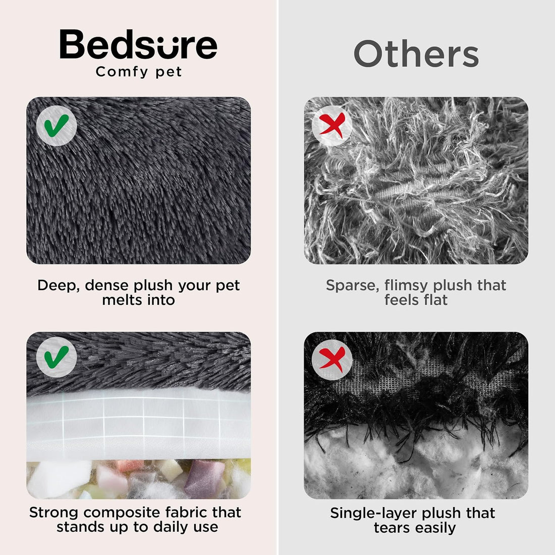 Bedsure SupportMax® Calming Dog Beds Large Sized Dog Washable Pet