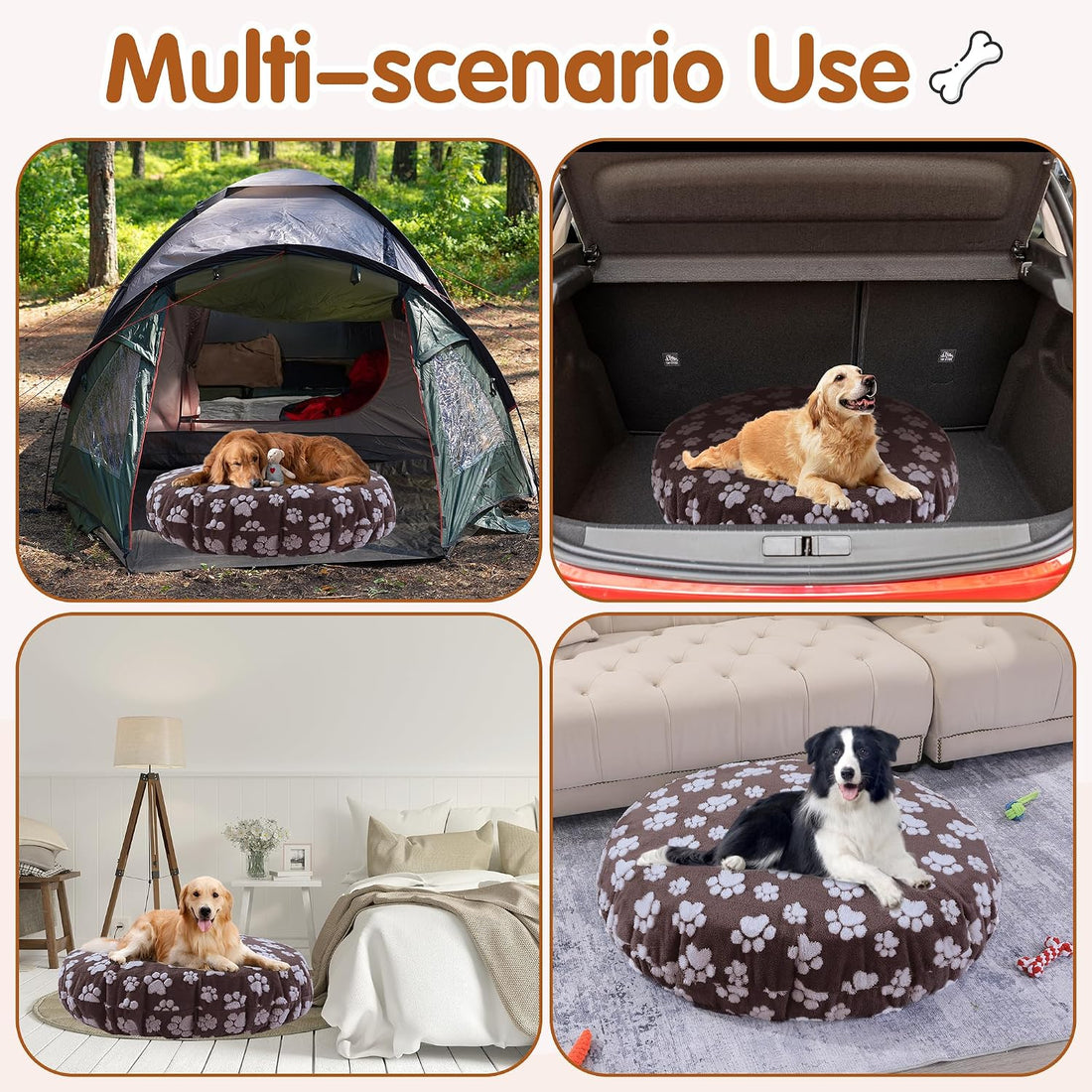 BALAPET Washable Dog Bed Covers Replacement Round Waterproof Bed