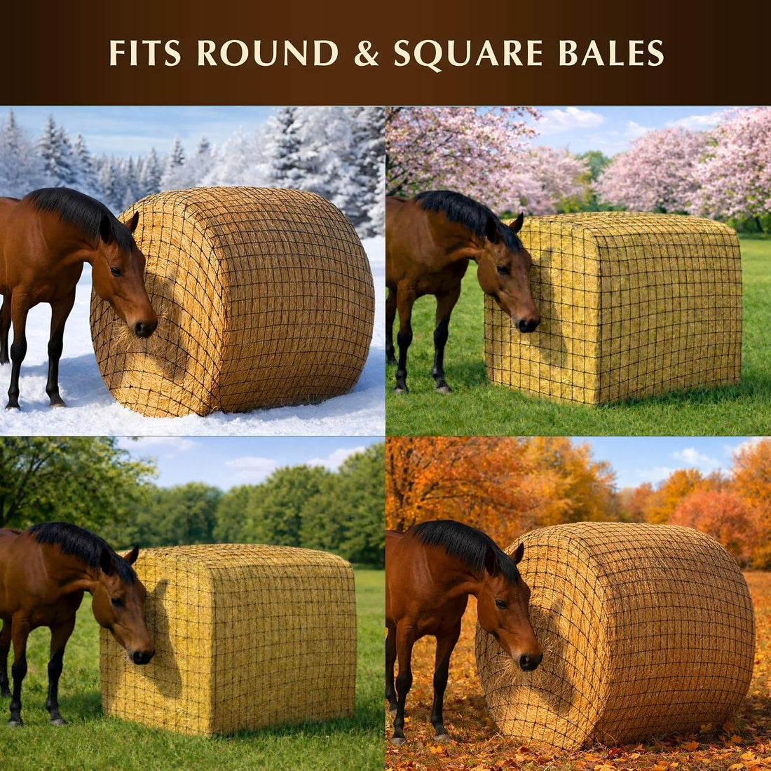 6x6 Ft Round Bale Hay Net for Horses