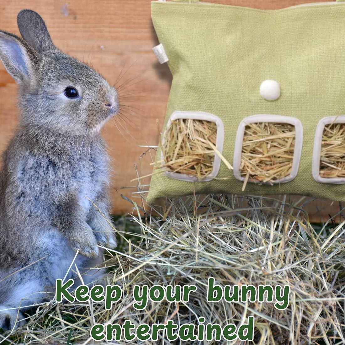 Cute Hanging Rabbit Hay Feeder Bag, Guinea Pig Hay Bag