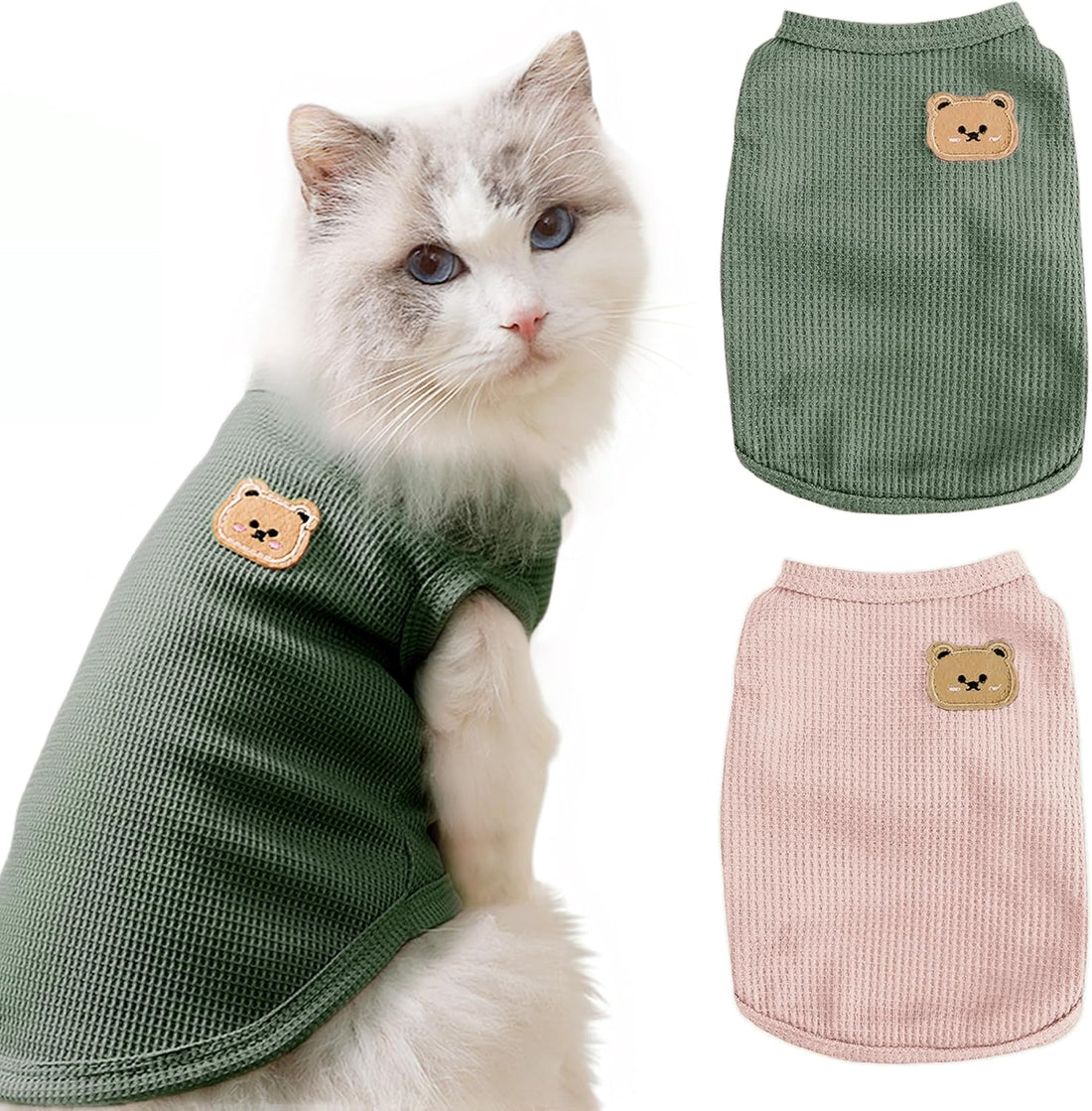 Waffle Knit Cat T Shirt, Puppy Shirt for Sphynx Cats, Pet Clothes