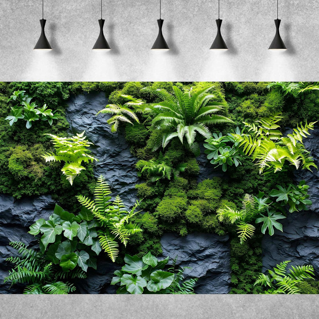 Rock Wall Reptile Habitat Background Greenery-Infused Room Vertical