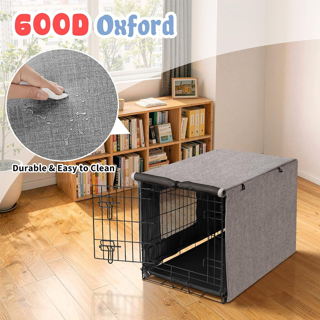 Akinerri Dog Crate Cover, Kennel Covers with Mesh Window, 42 in