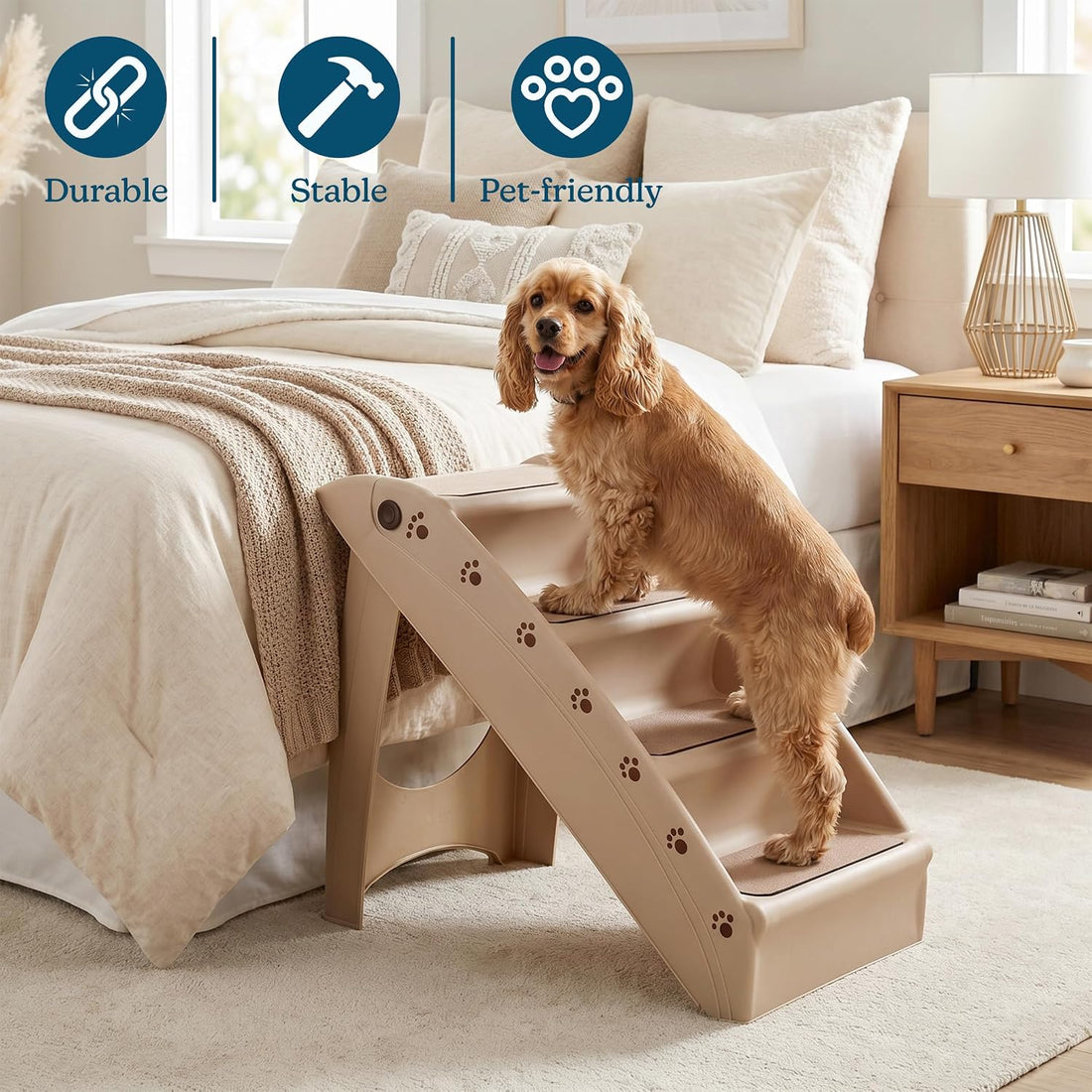 Pet Stairs - Home and Vehicle Foldable Nonslip Dog Steps with 4-Step