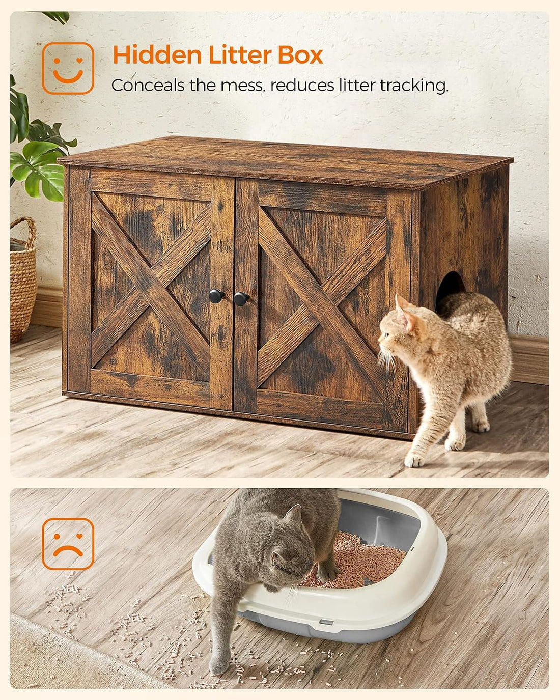 Feandrea Cat Litter Box Enclosure, End Table