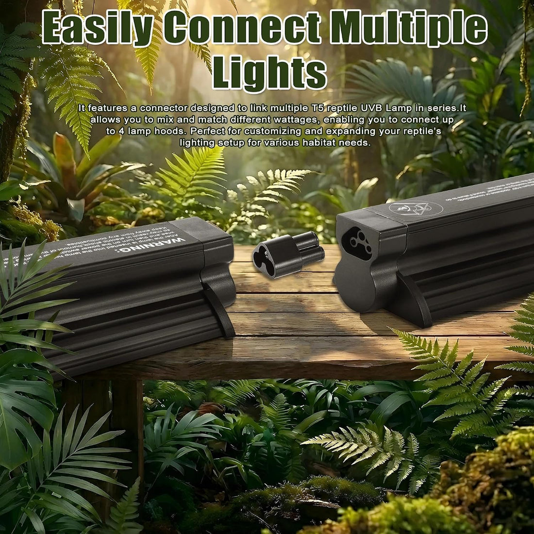 T5 HO UVB Reptile Light Kit, 12.4" Fixture with 8W 5.0 UVB Tube