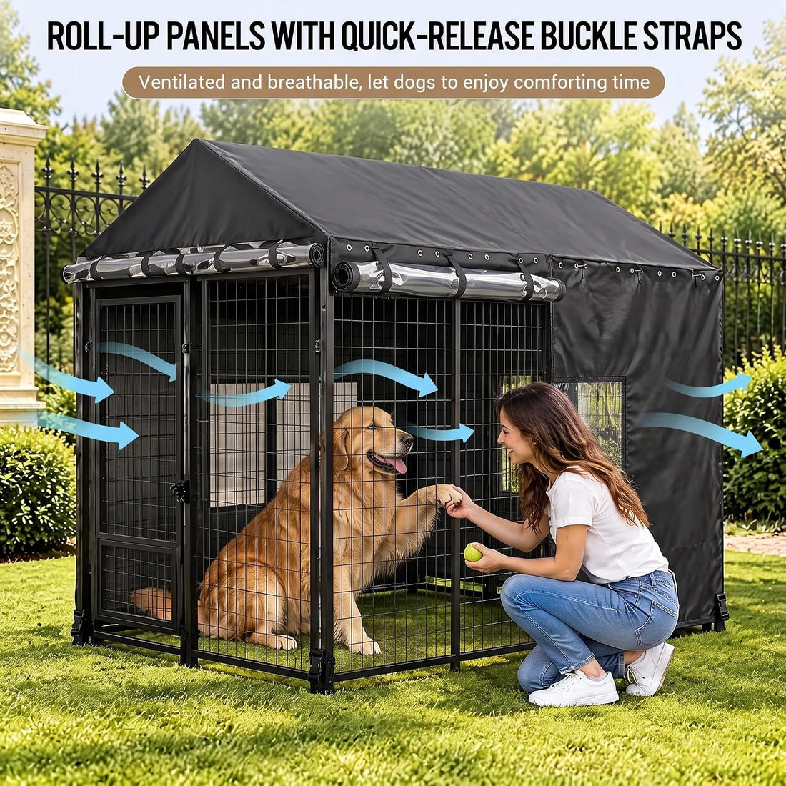 Dog Kennel Cover for 8x4x6 FT Outdoor Kennel