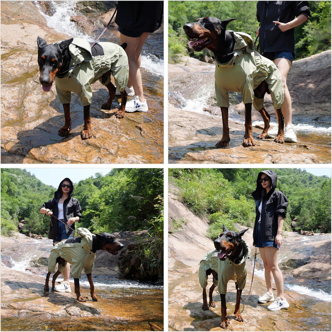 LOVELONGLONG Fleece-Lined Dog Raincoat with Removable Hood