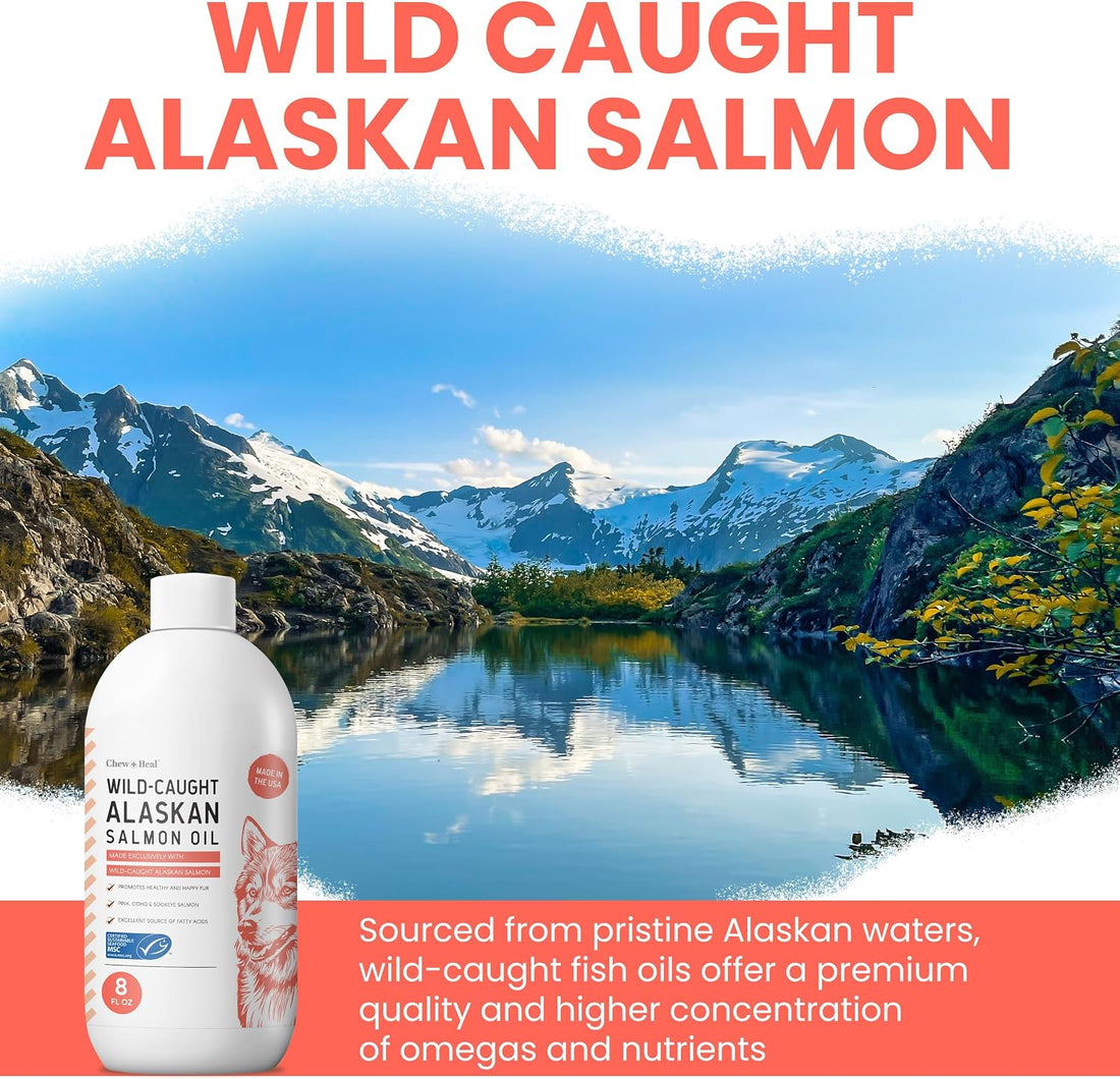 Wild Alaskan Salmon Oil for Dogs & Cats 16 oz - Omega 3 Dog Fish Oil