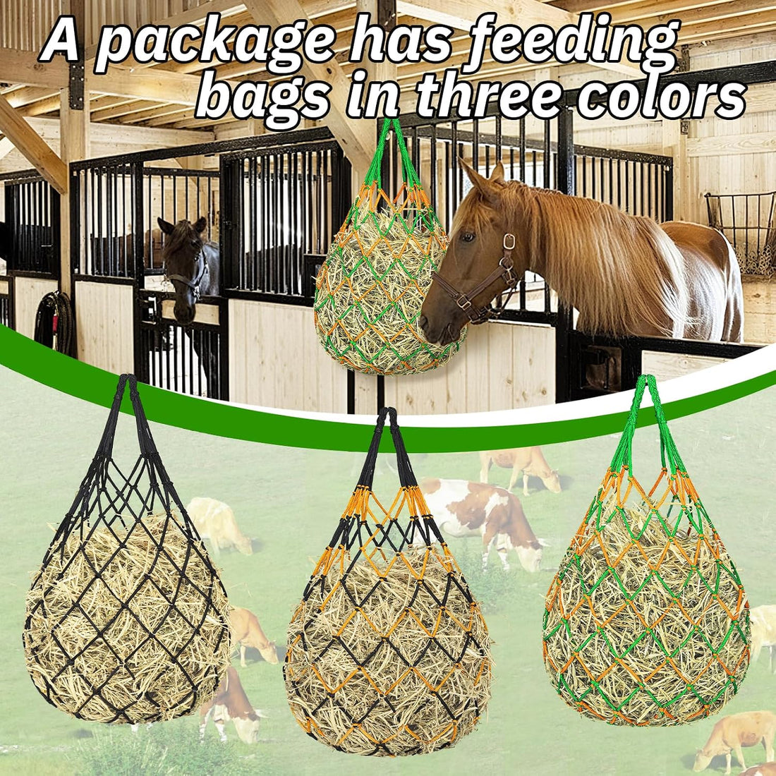 YedsIntu 3 Pcs Hay Bags for Horses
