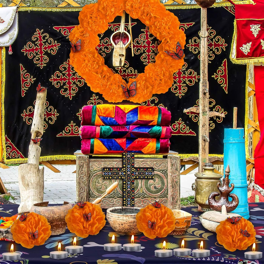 54 Pcs Pet Altar Dia De Los Muertos Dog Memorial Ofrenda Altar Set
