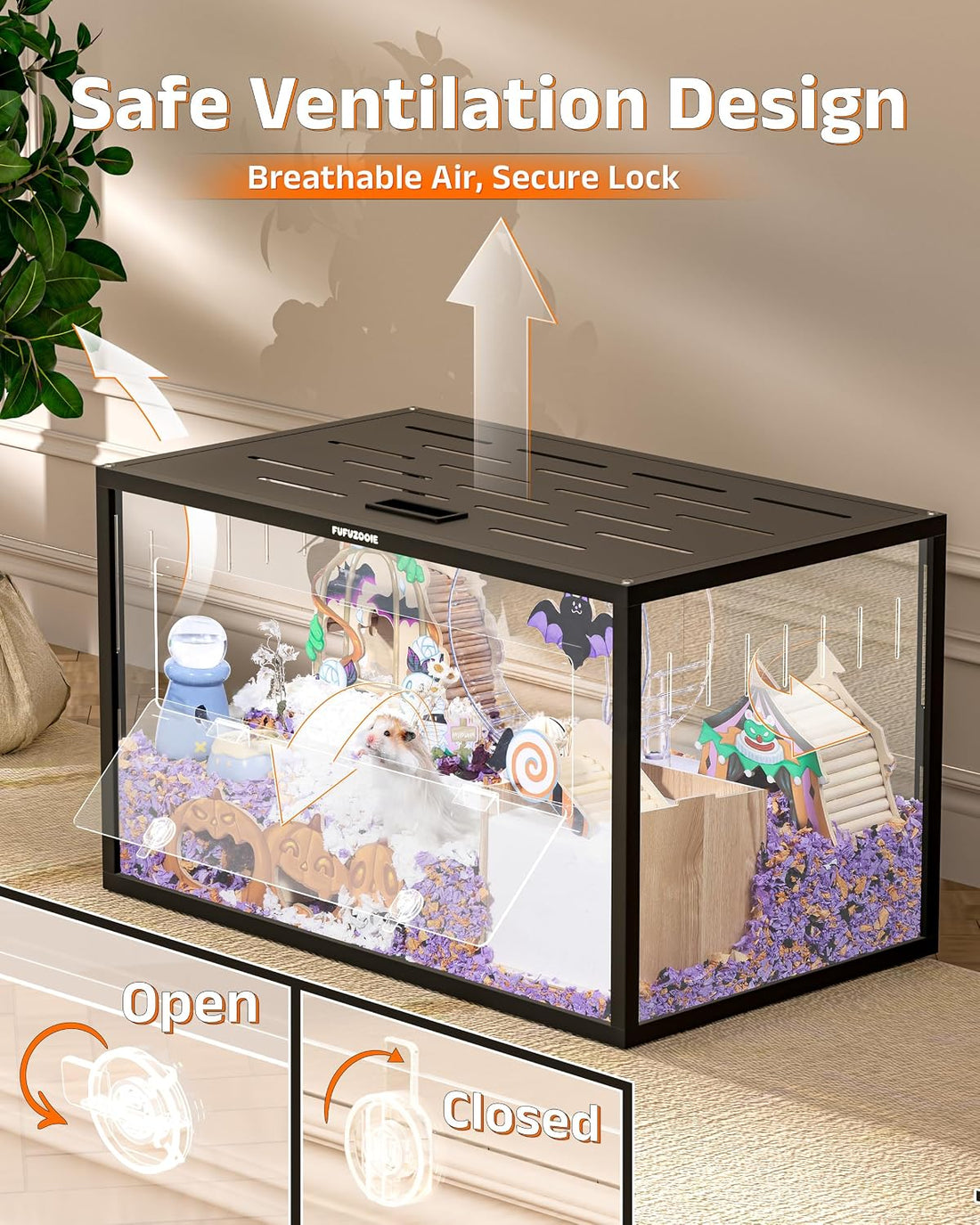 Large Metal Hamster Cage 30", Chewproof Hamster Enclosure