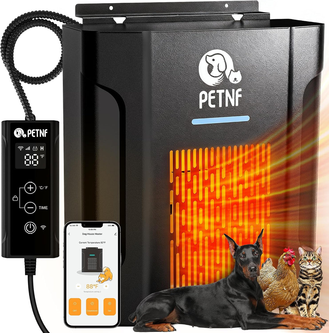 PETNF Dog House Heater – 45℉ to 113℉ Thermostat with WiFi App Control