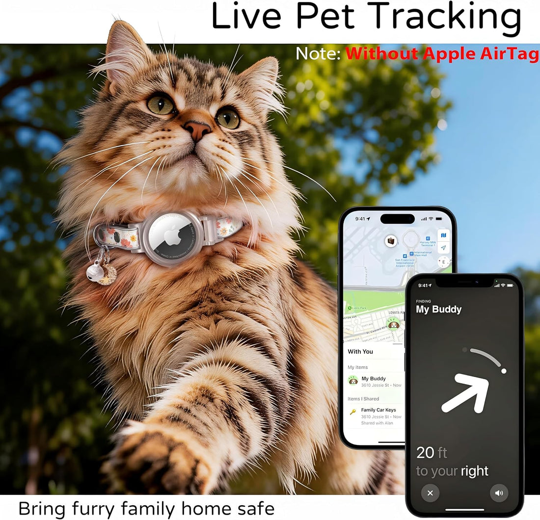 Airtag Cat Collar, Reflective Breakaway Cat Collar with Airtag Holder