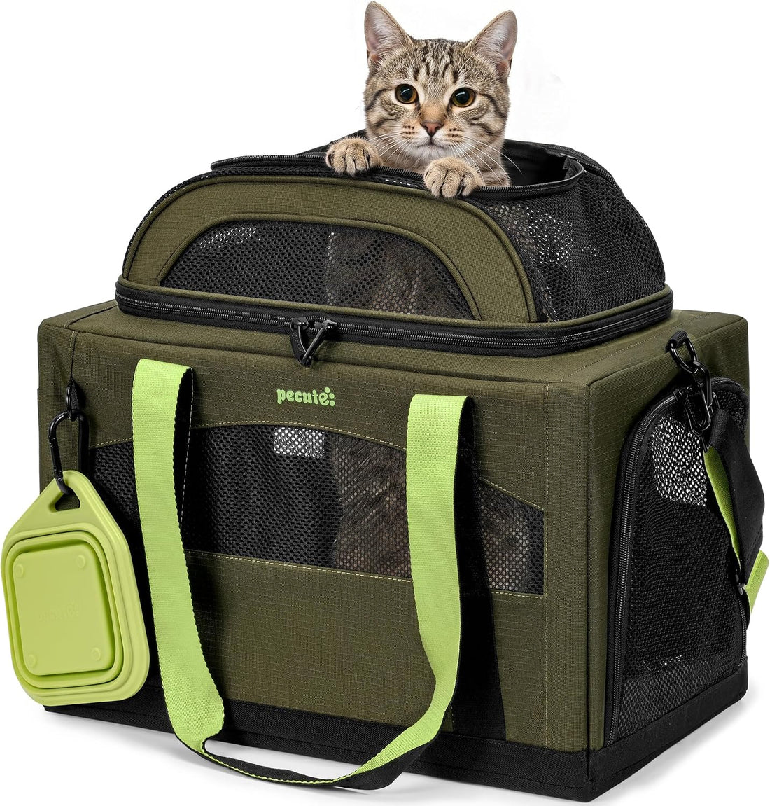 Pecute Cat Carrier, Top Expandable Dog Crate for Travel