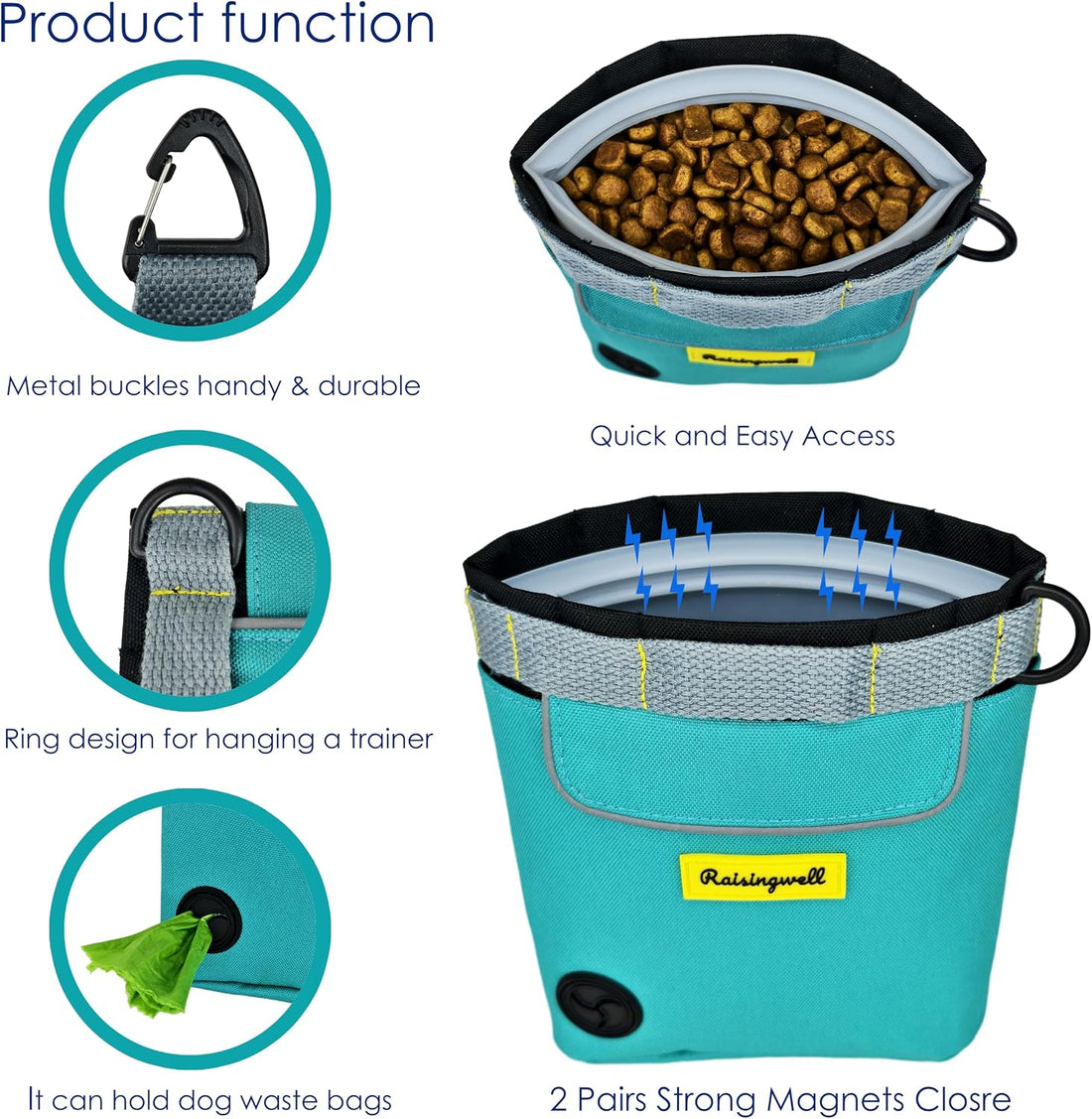 Raisingwell Dog Treat Pouch for Pet Walking and Training with Clicker