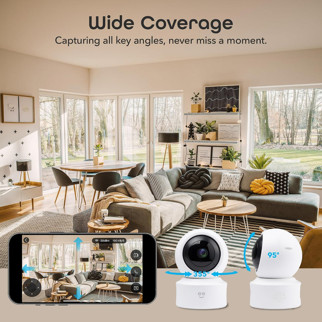 Geeni Scope Ultra 2K 360° Smart Indoor Camera, 1440p HD Auto-Tracking