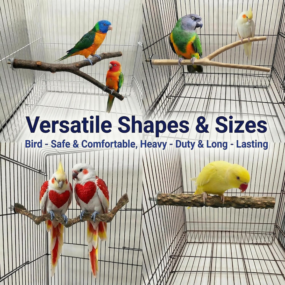 8PCS Natural Bird Perches for Cage, Parakeet Perches Set, Birds Toys