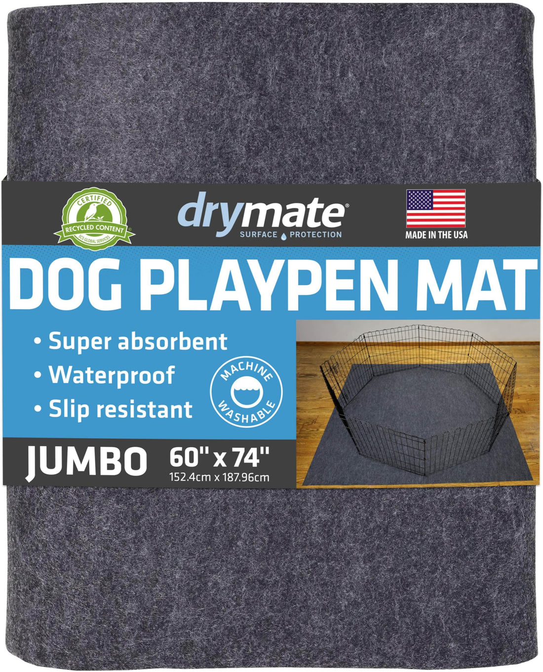 Drymate Jumbo Dog Playpen Mat, Super Absorbent, Waterproof