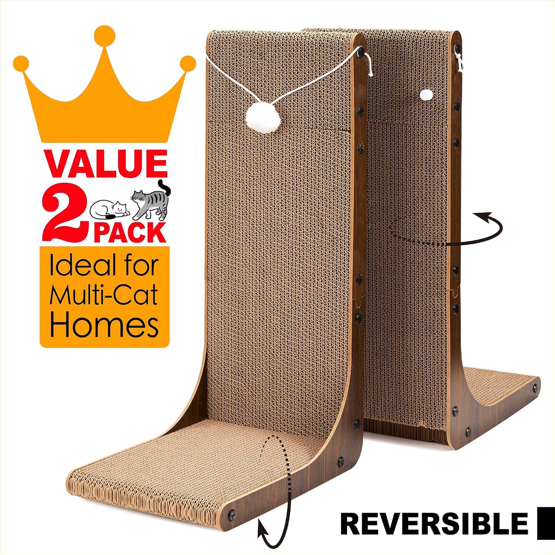 2-Pack L-Shaped Cat Scratching Board Cardboard Cat Scratcher