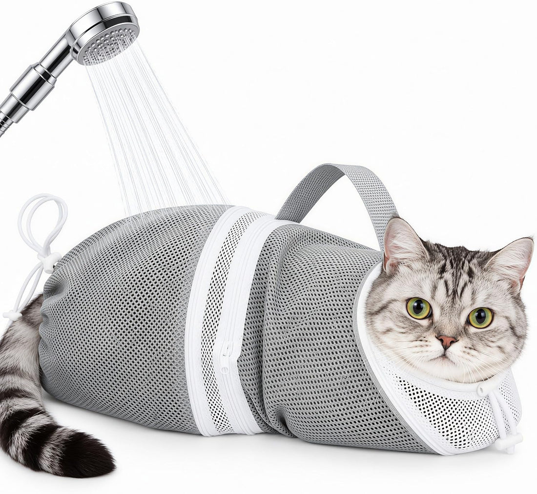 Cat Bathing Bag, Anti-Bite Anti-Scratch Adjustable Mesh Washing