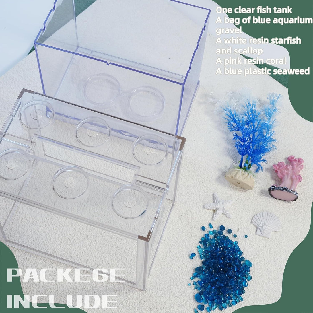 Small Betta Fish Tank, Mini Fish Tank Aquarium Tank Kit with Blue
