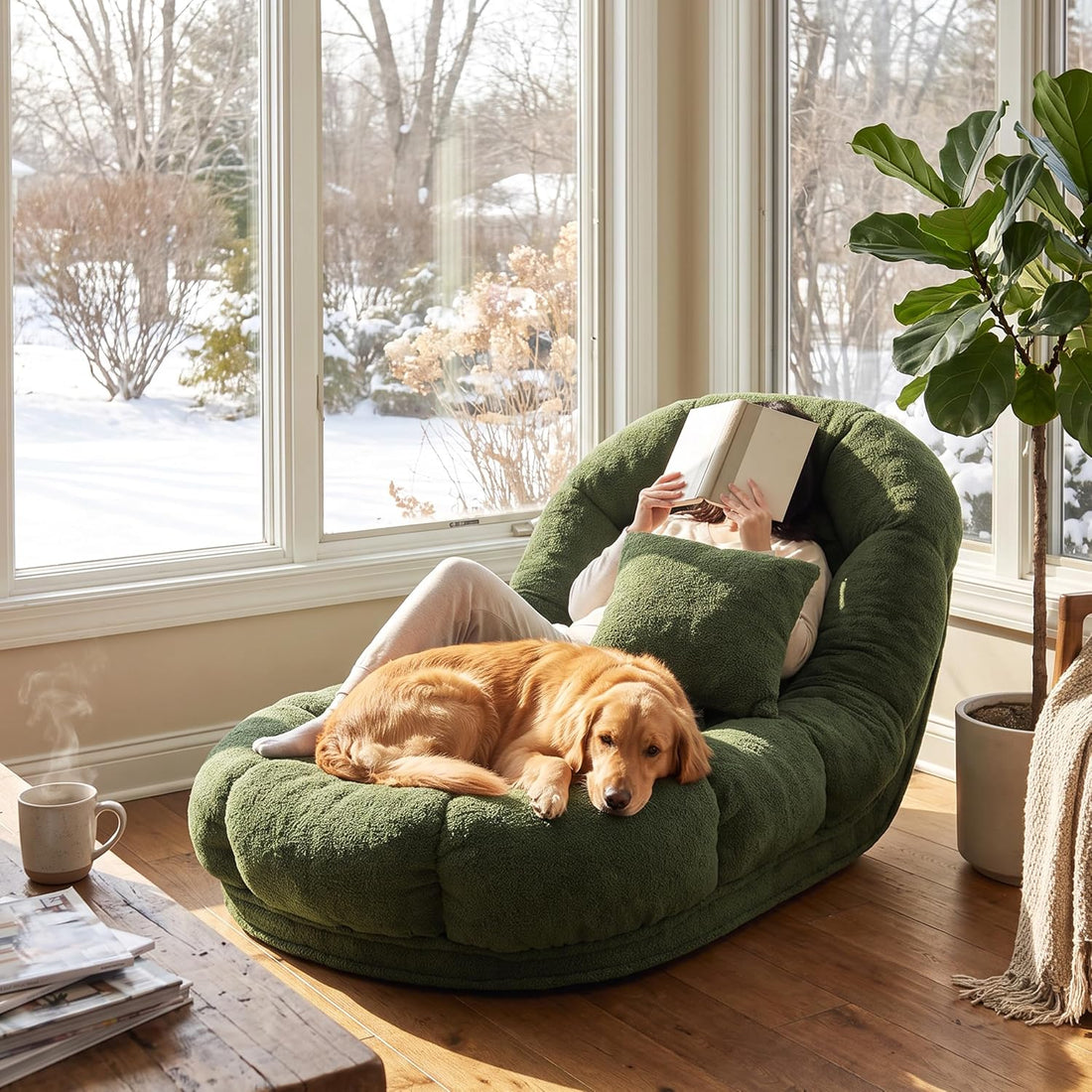 Merax 68.9" Plush Convertible Floor Sofa, Adjustable Pet Bed