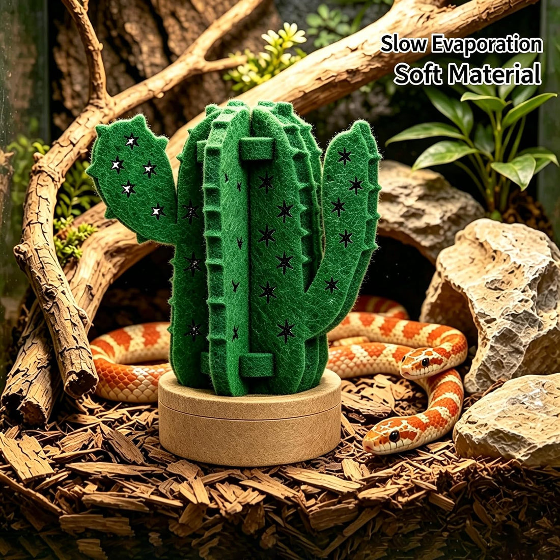 Column Cactus Evaporative Humidifier, Felt Decor Reptile Terrarium