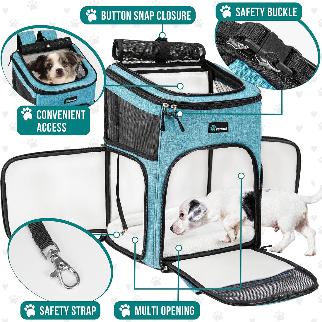 PetAmi Dog Backpack Carrier, Airline Approved 4-Way Entry Cat Bag