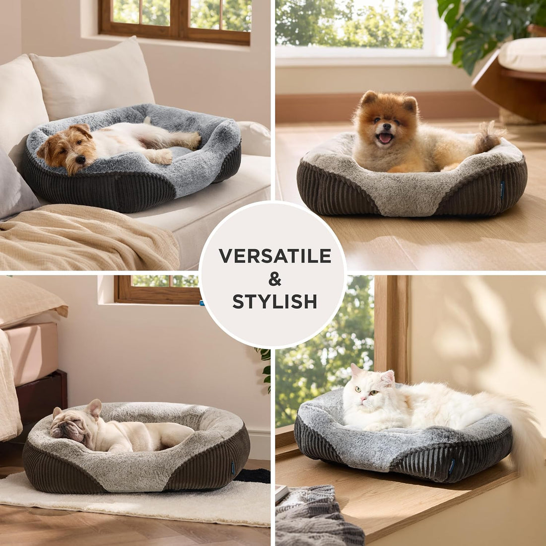 Bedsure Washable Dog Bed Small Medium Size Dog Rectangle Pet