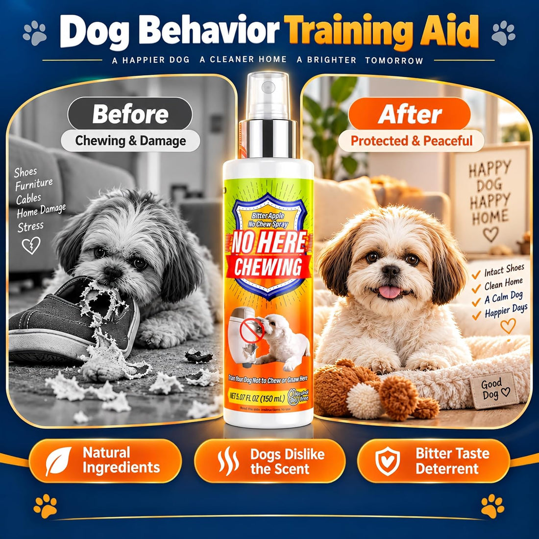 Bitter Apple Spray for Dogs – No Chew Spray to Stop Chewing