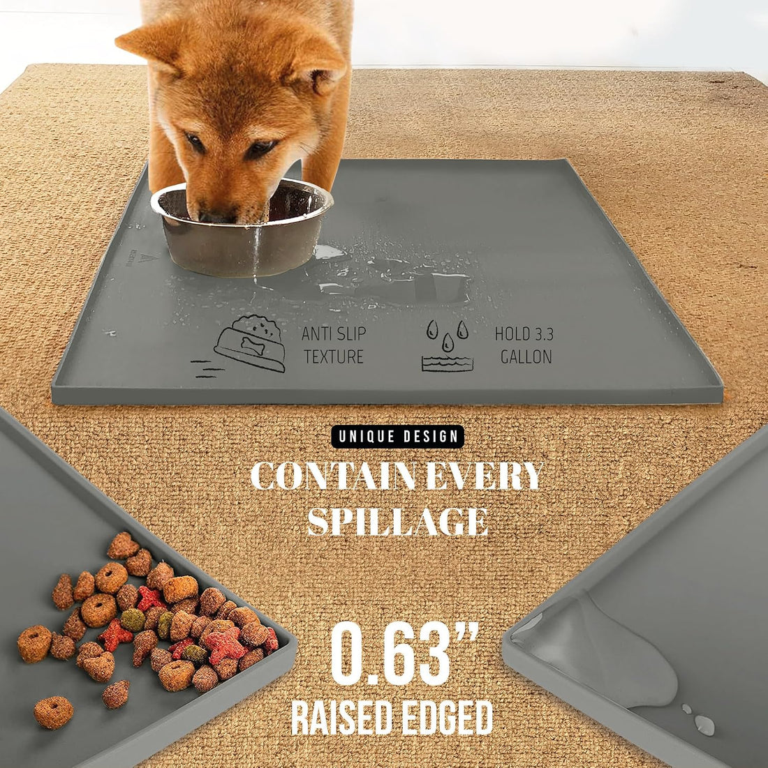 AVERYDAY 100% Waterproof Thicker Silicone Dog Food Mat