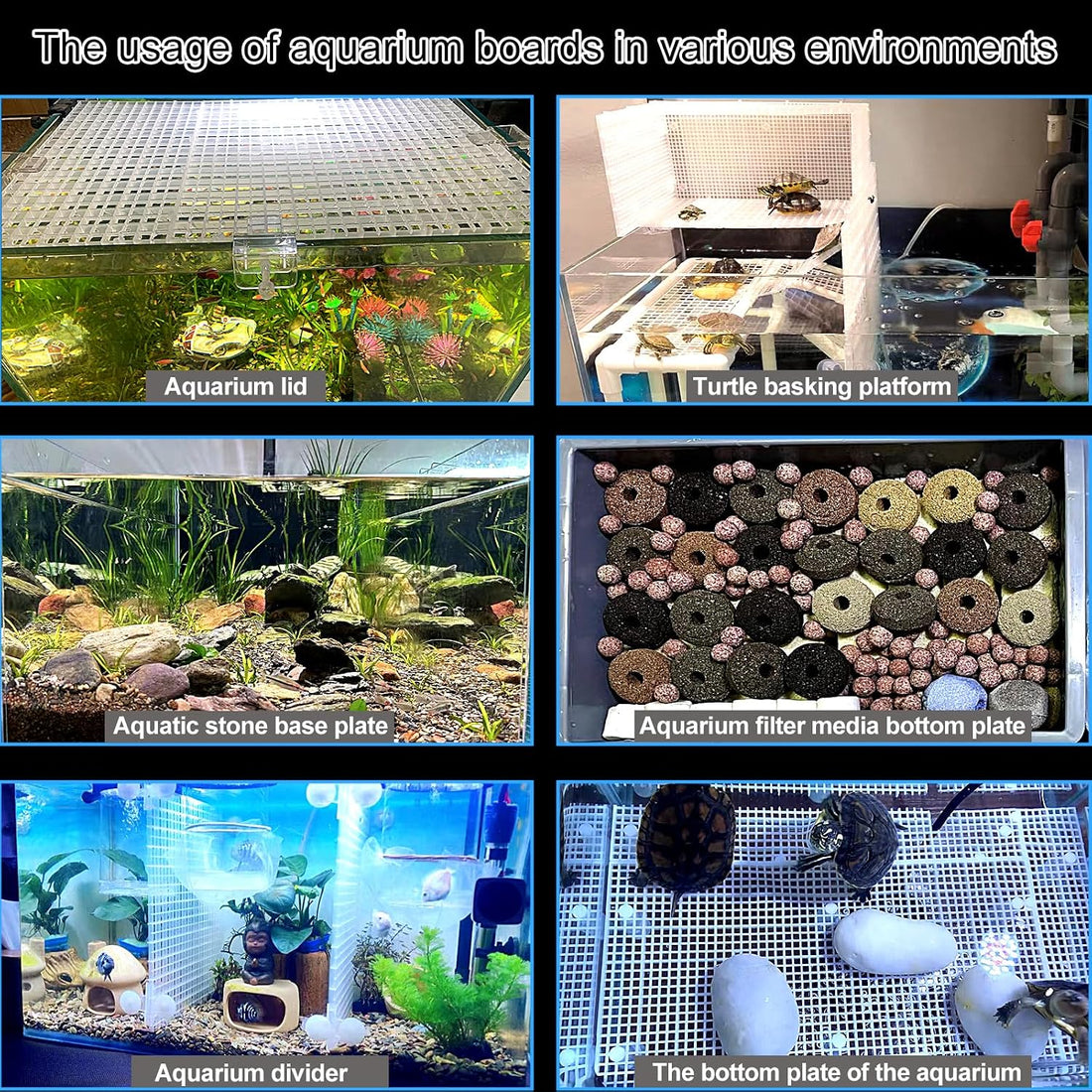 4 Aquarium lid Hood Fish Tank top Cover Terrarium lid Plastic Grid