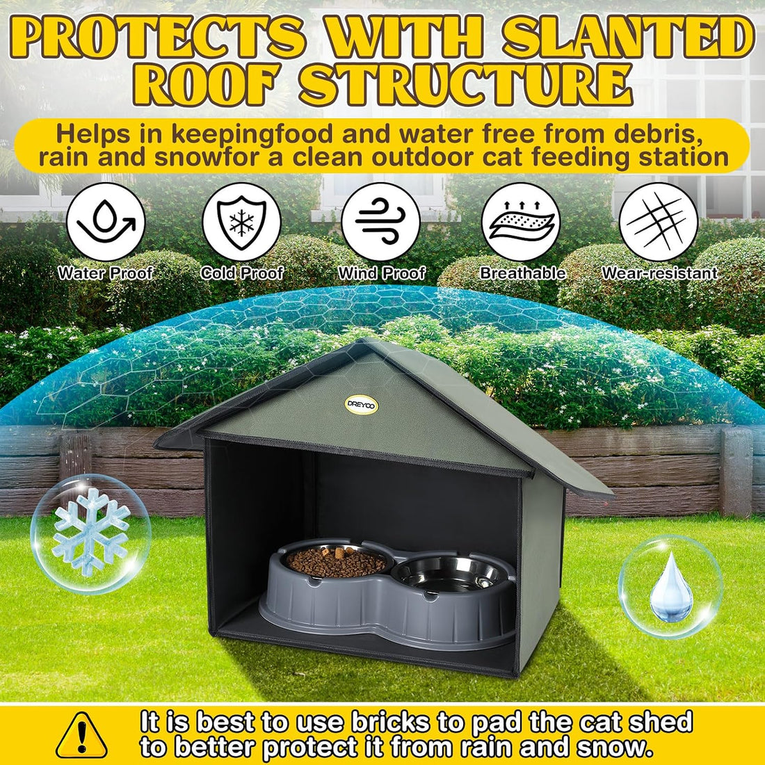 Dreyoo Outdoor Cat Feeding Station for Food & Water