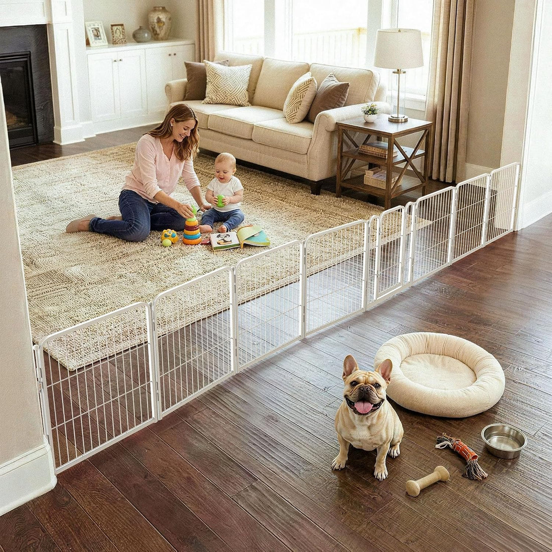 FXW Dog Gate, Extra Wide Adjustable for Openings Up to 219", 32" H
