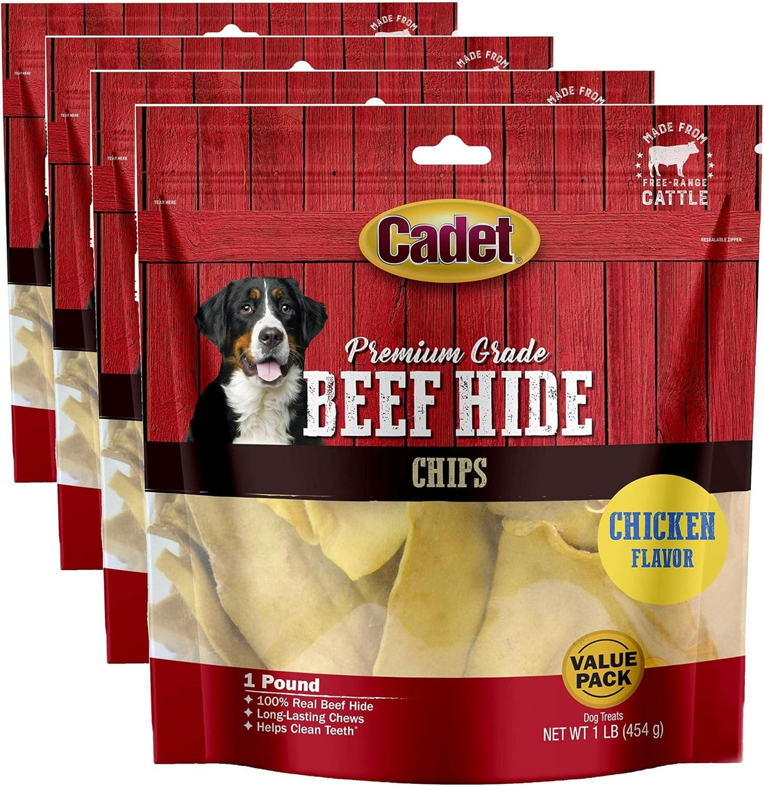 Cadet Premium Grade Beef Hide Chips Dog Chews, 2 lbs