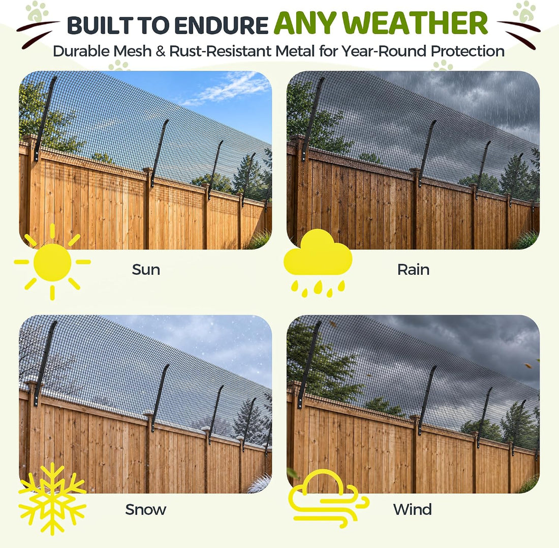 Cat Fence Outdoor Barrier 33FT, Anti Climb Fence Topper for Cats