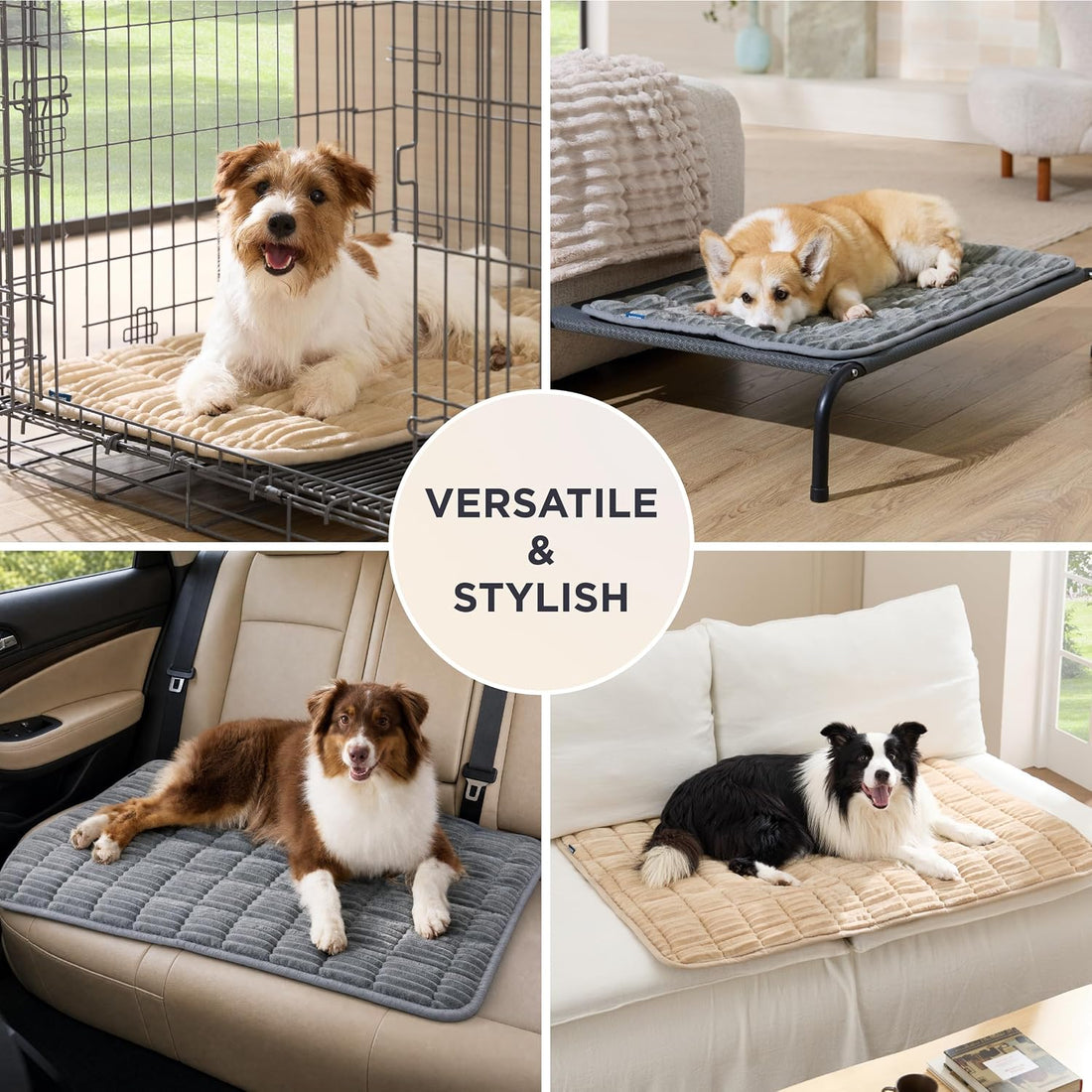 Bedsure ComfyFleece® Washable Dog Crate Pad,Soft Thin Medium Pet
