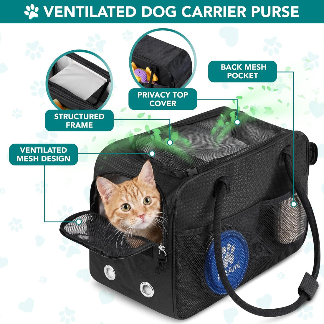 PetAmi Small Dog Purse Carrier with Pockets, Airline Approved