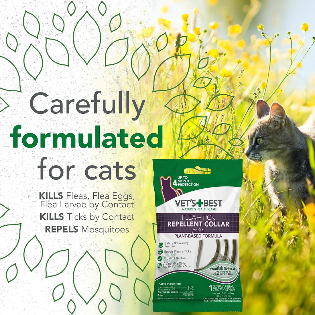 Vet's Best Flea & Tick Repellent Collar for Cats