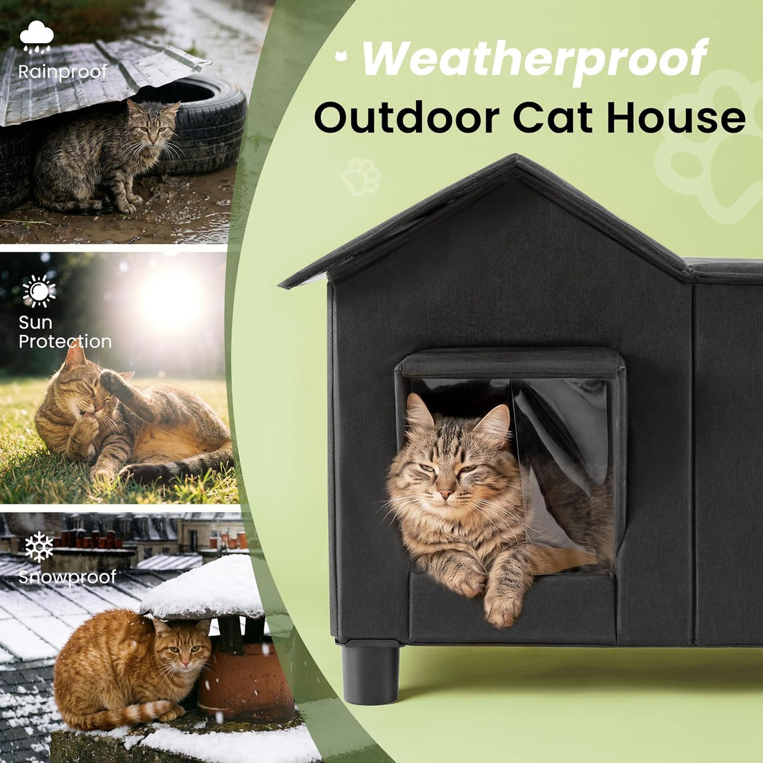 Love's cabin Outdoor Cat House Weatherproof Elevated Cat Bed, Grey